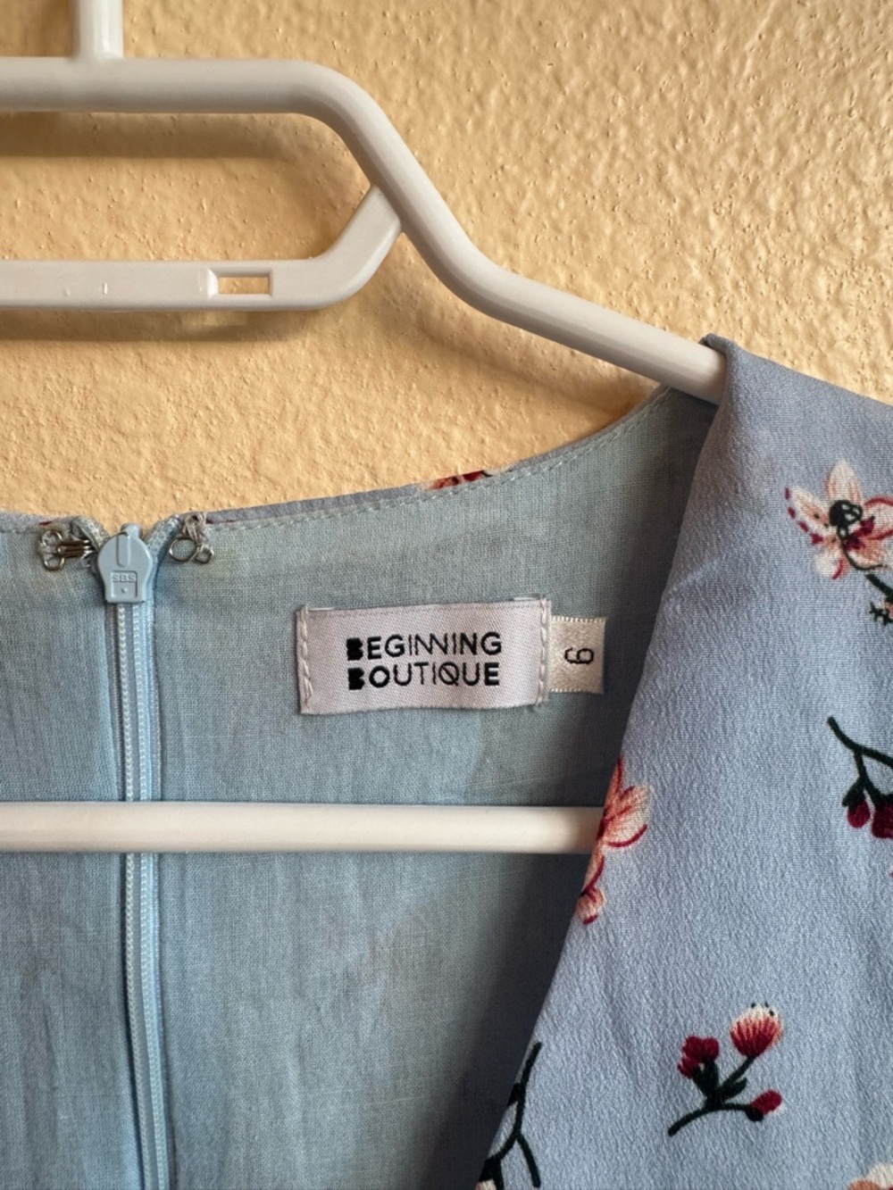 Beginning Boutique Blue Floral Tie Front Cutout Mini Dress Cottagecore Summer - Picture 9 of 14